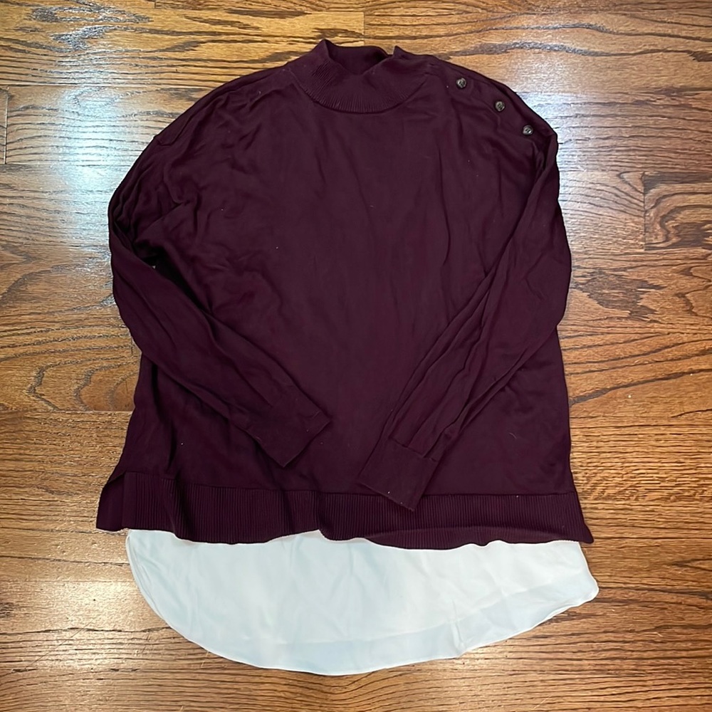 Ann Taylor layered purple sweater with ivory tank layer